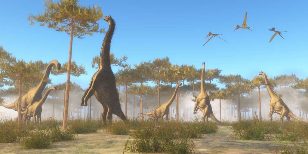 Dinosaurussen in de mist