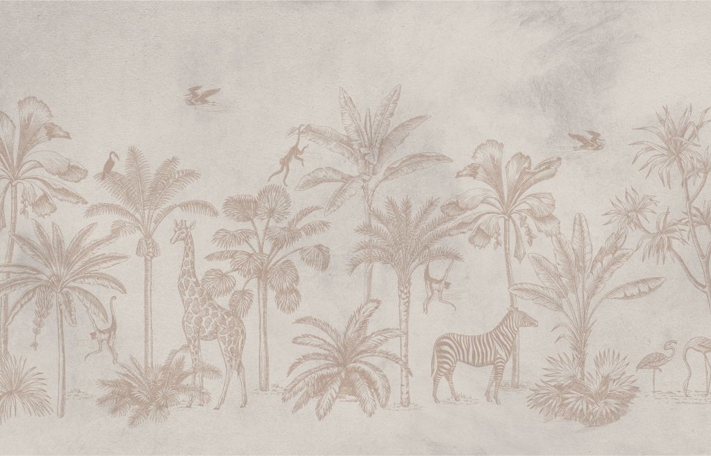 Tropisch dierenjungle taupe