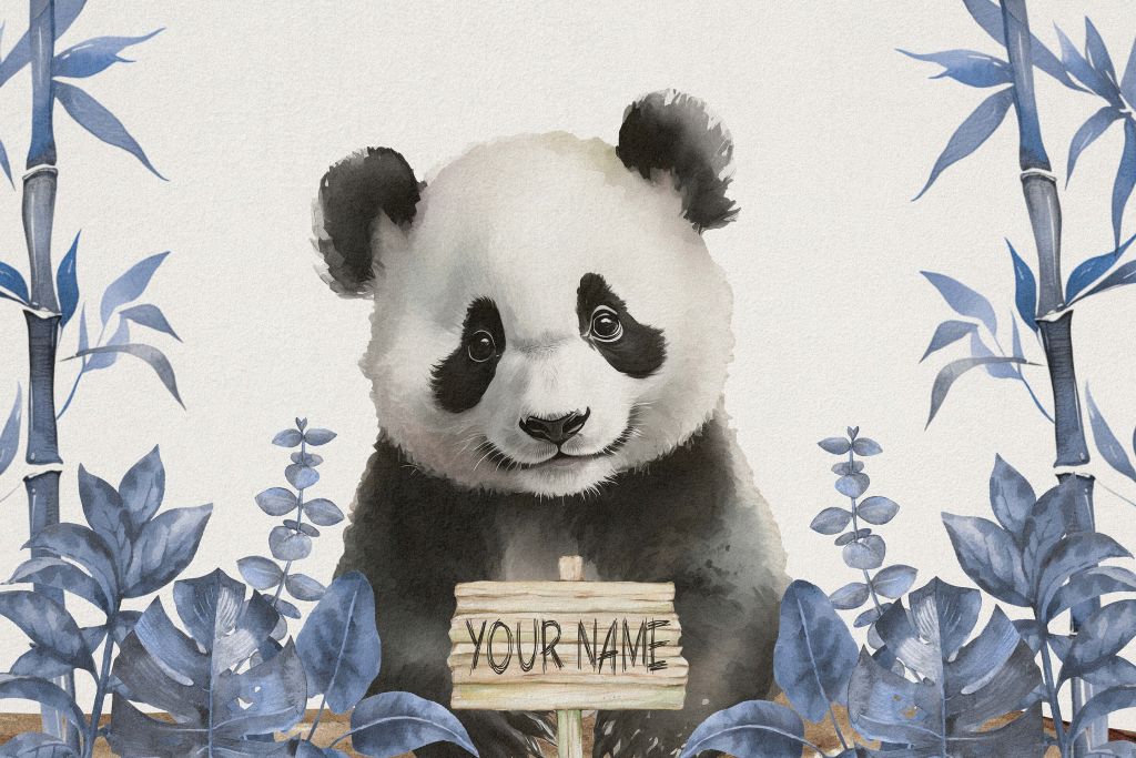 Baby panda in de jungle blauw